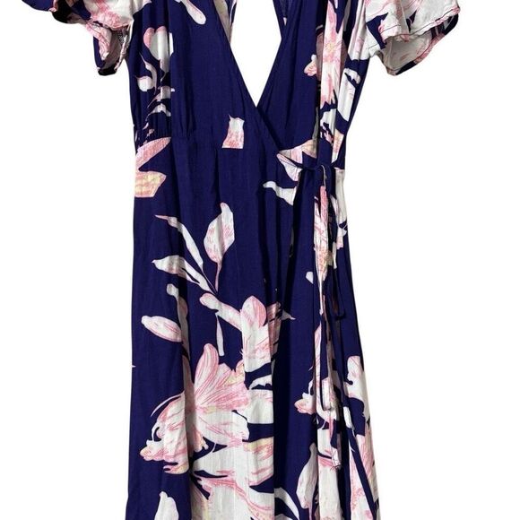 Lulus Azalea Regalia Navy Blue Floral Print Wrap Maxi Dress - Picture 8 of 9